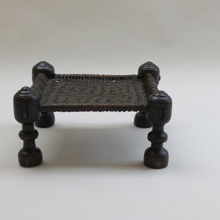 Antique Wooden and Leather Swat Stool, Pakistan at 1stDibs wooden