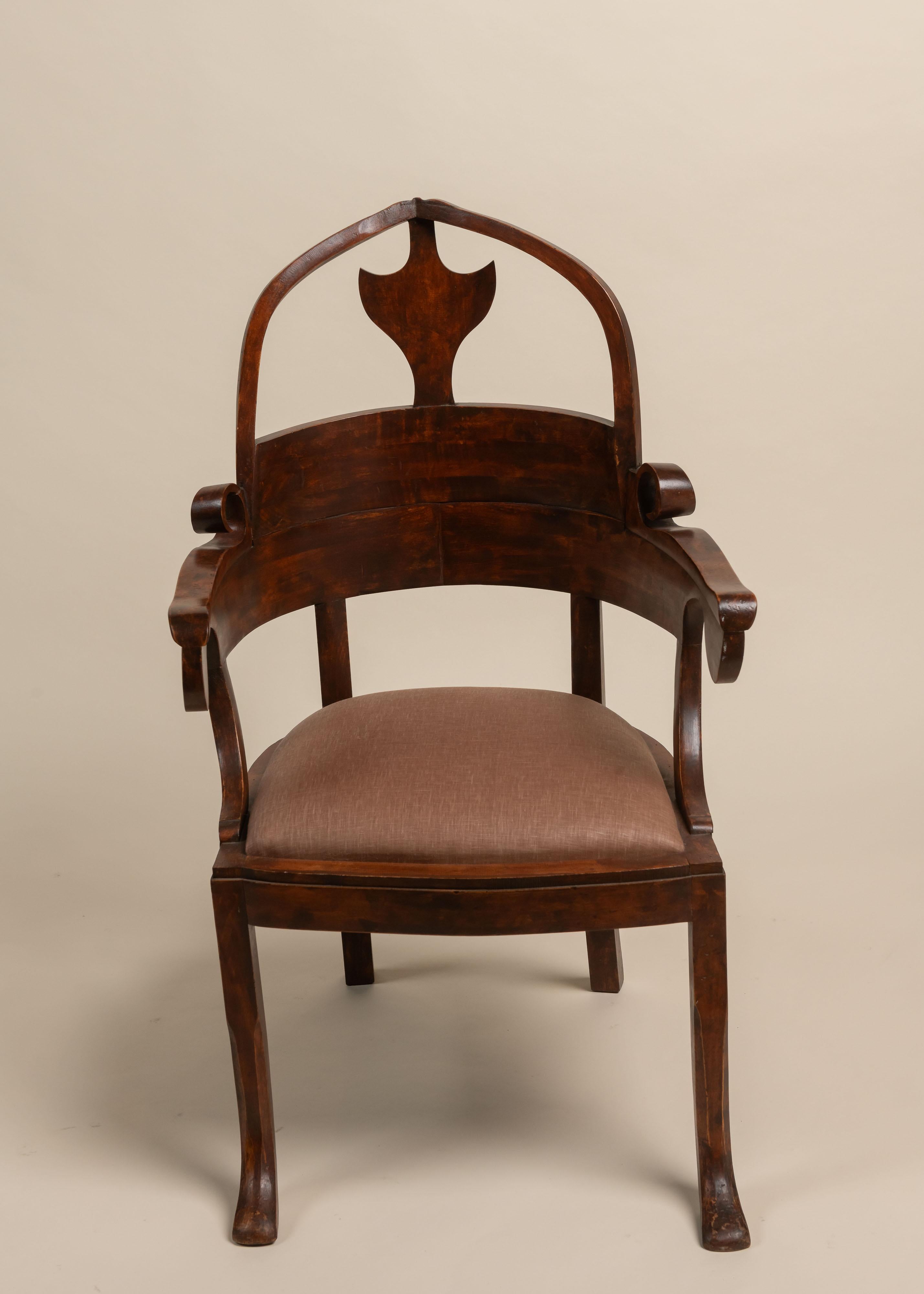 Poltrona antica in legno con seduta imbottita. Francia. Fine del XIX secolo in vendita 1