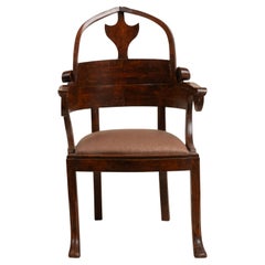 Antique Wooden Arm Chair with Upholstered Seat. France. Late 19th Century