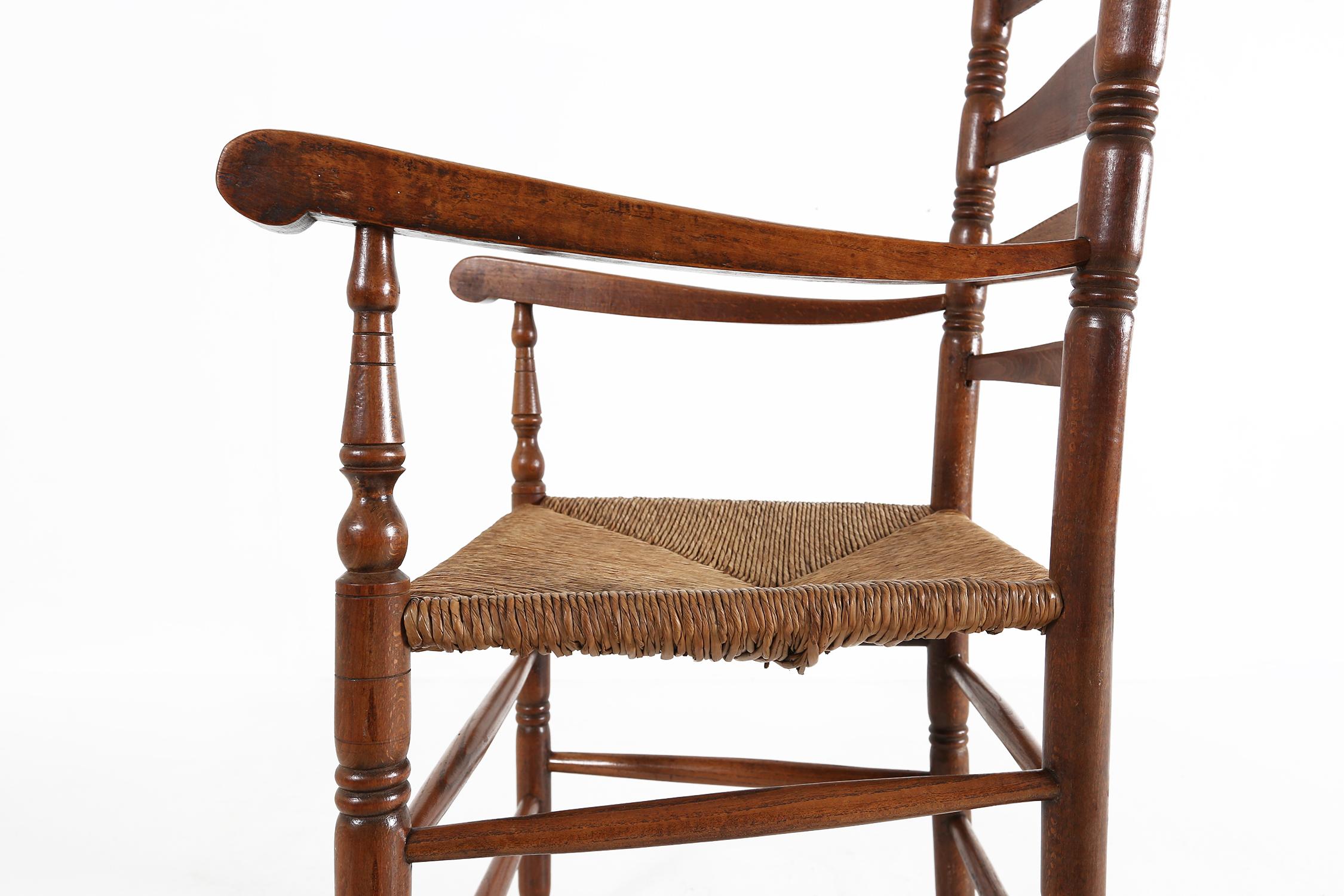 Antique wooden armchair with cane seat, France ca. 1900 For Sale 5