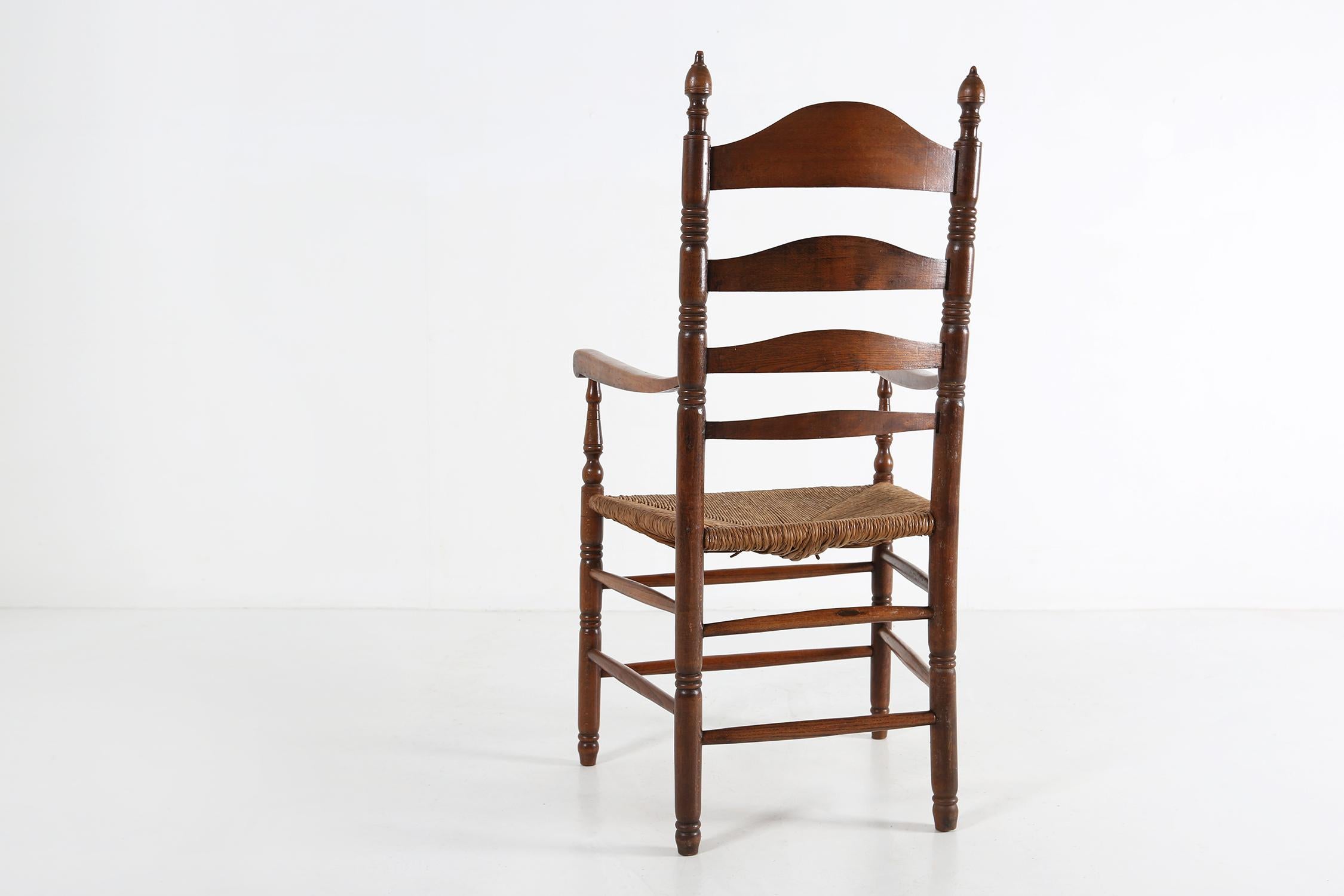 Antique wooden armchair with cane seat, France ca. 1900 For Sale 6