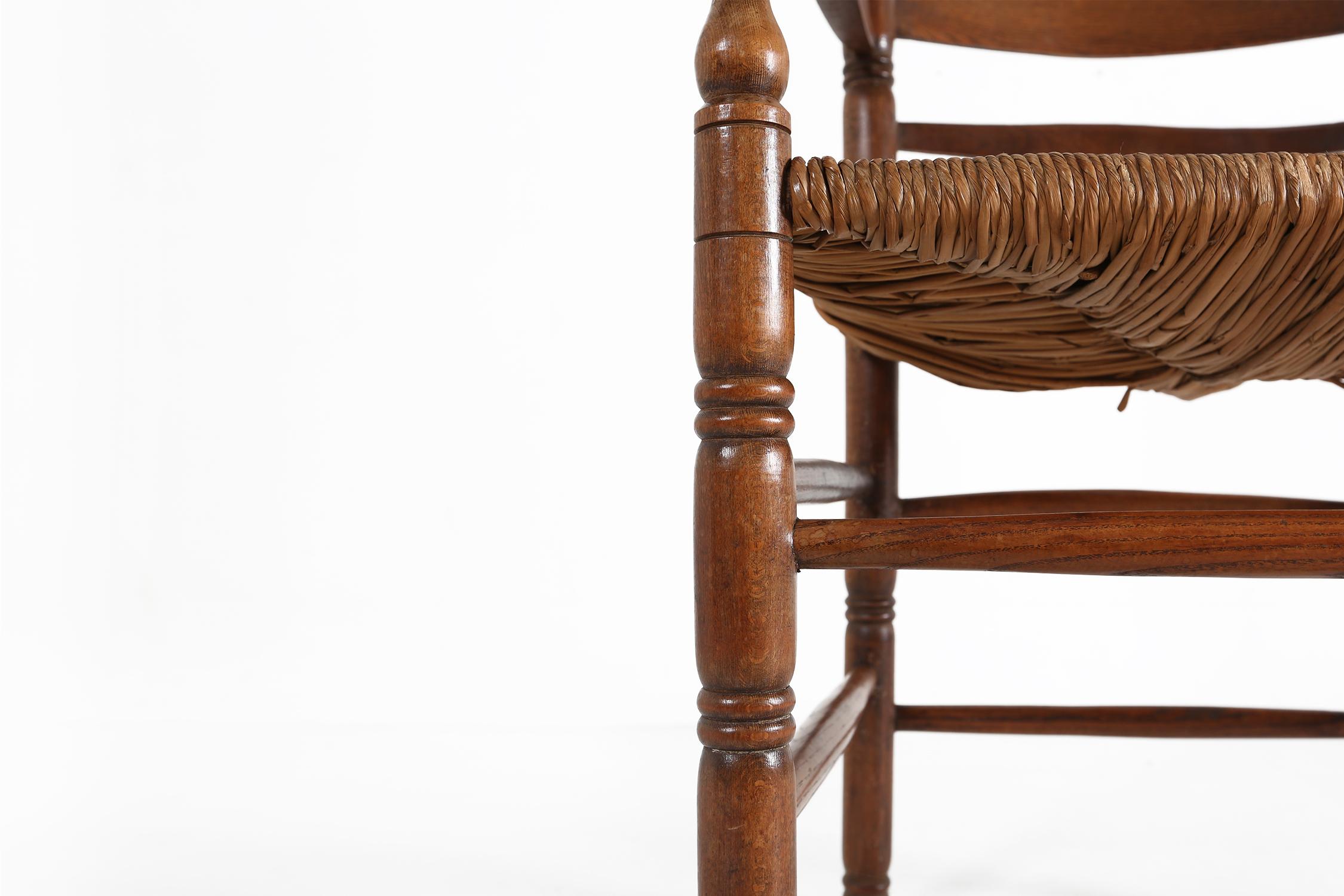 Antique wooden armchair with cane seat, France ca. 1900 In Good Condition For Sale In Meulebeke, BE