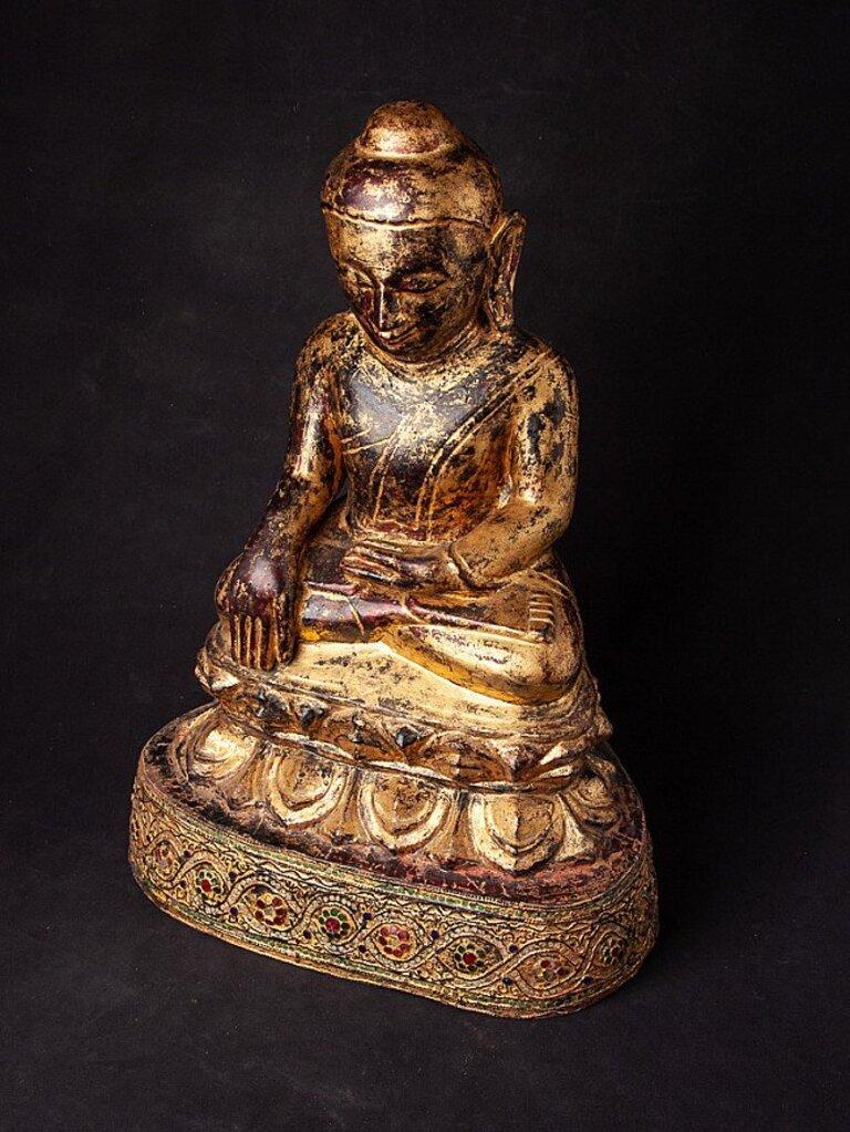 Antique Wooden Ava Buddha Statue from Burma For Sale 8