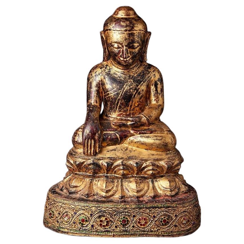 Antique Wooden Ava Buddha Statue from Burma For Sale