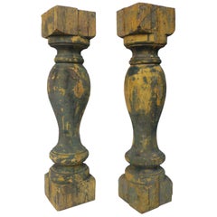 Antique Wooden Balusters, a Pair