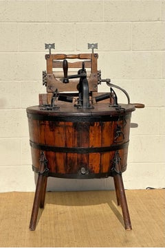 Antique Wooden Barrel Washing Machine With Wringer