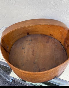 19th Century Antique Wooden Basket with Carved Detailing, 19 In