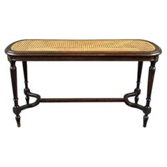 Antique Wooden Bench, Cane Seat, Louis XVI Style, 20th Century
