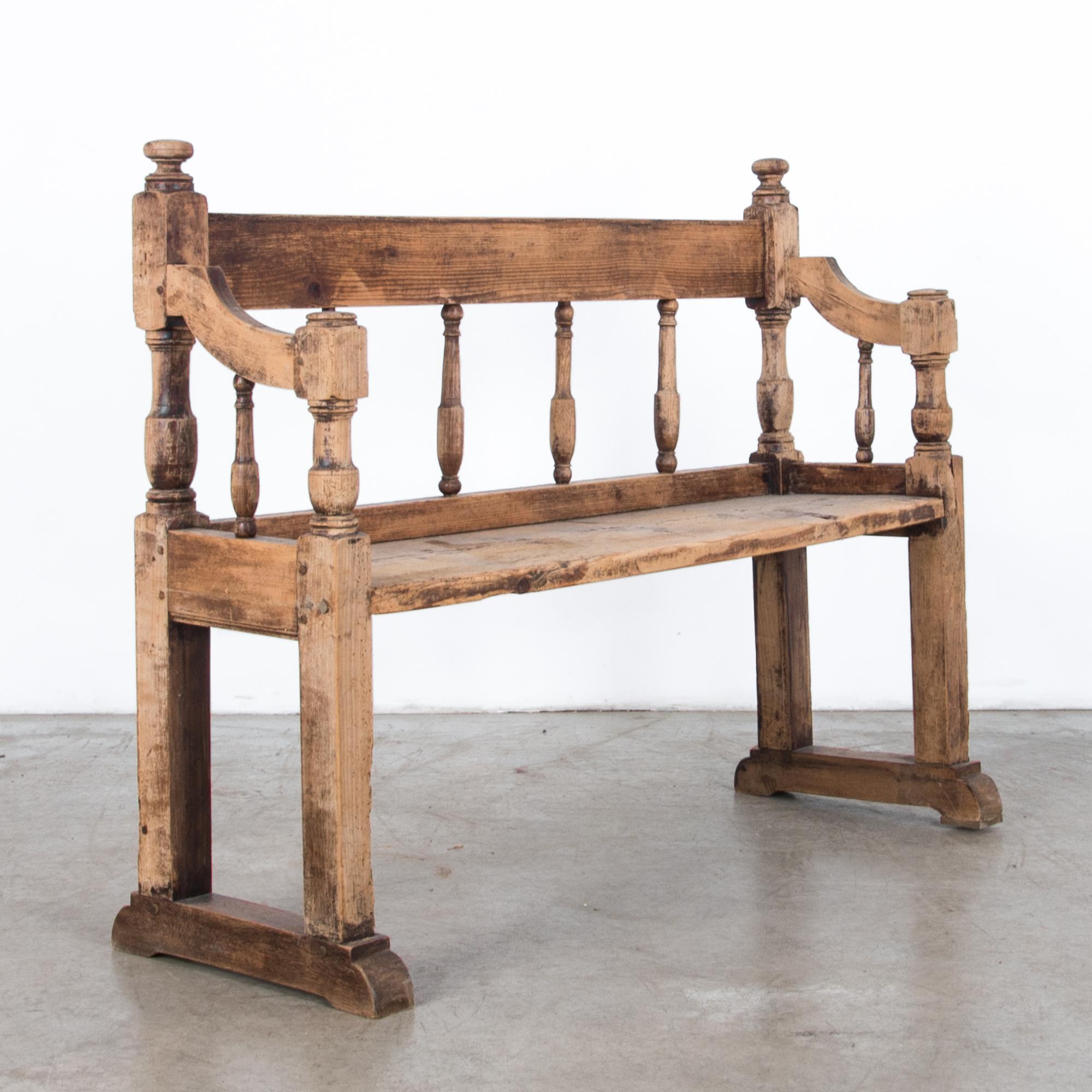 French Provincial Antique Wooden Bench