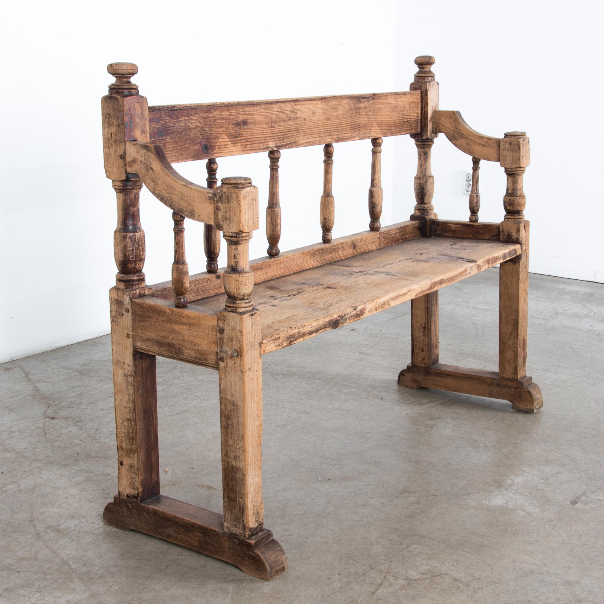 French Antique Wooden Bench