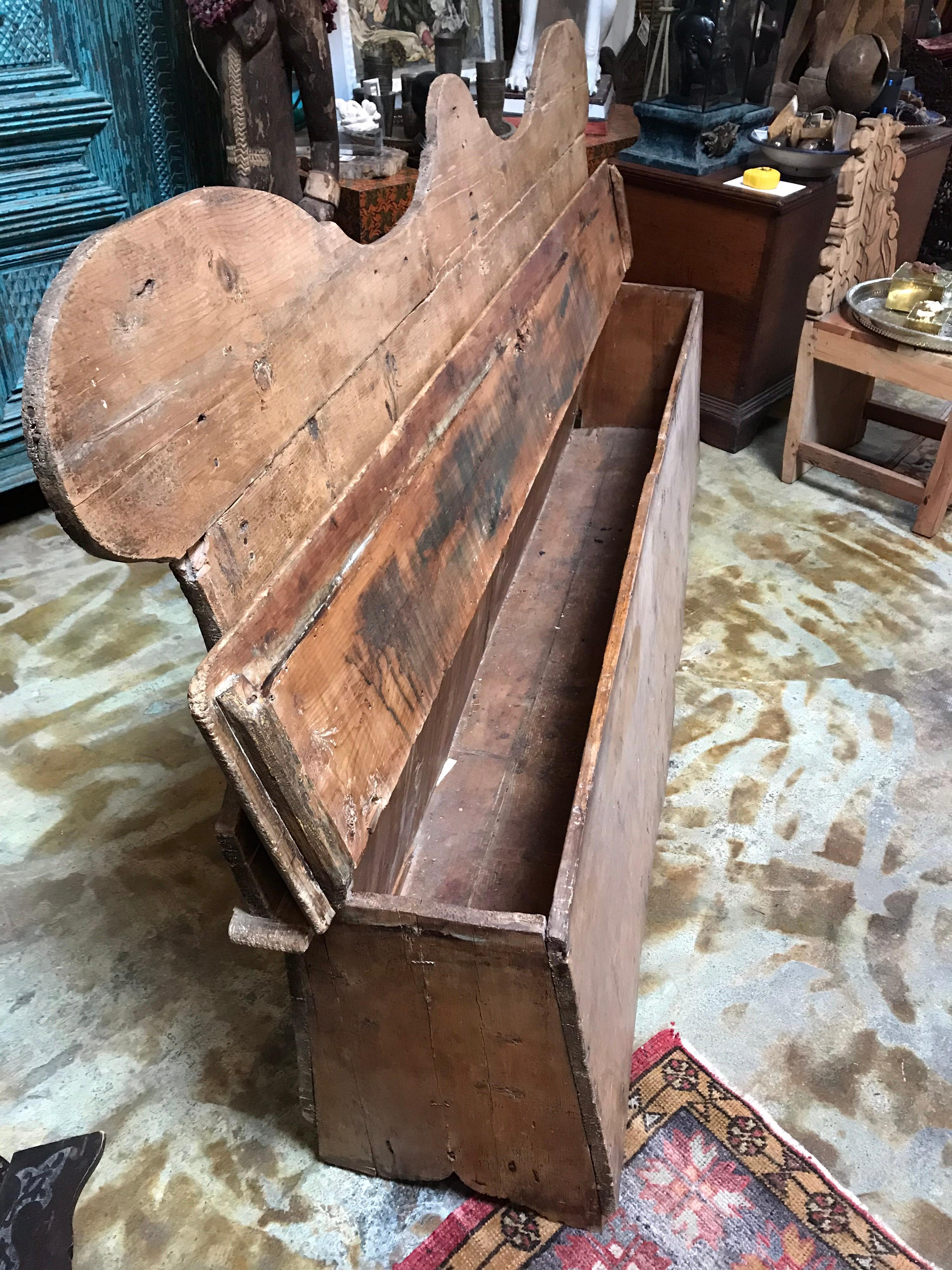Antique Wooden Bench In Fair Condition In Dallas, TX