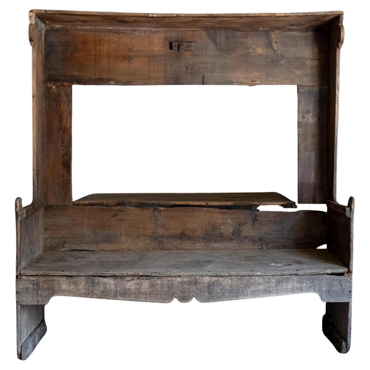 Antique Wooden Bench with Table, wabi-wabi, Spain, 1820s