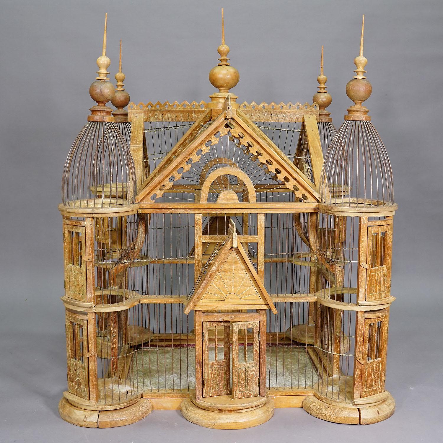 Victorian Antique Wooden Bird Cage Handmade in Germany ca. 1920s For Sale