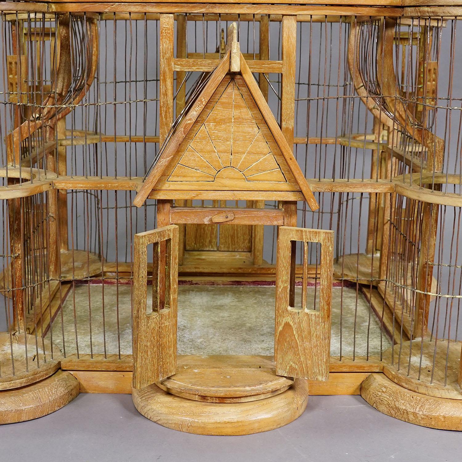 20th Century Antique Wooden Bird Cage Handmade in Germany ca. 1920s For Sale