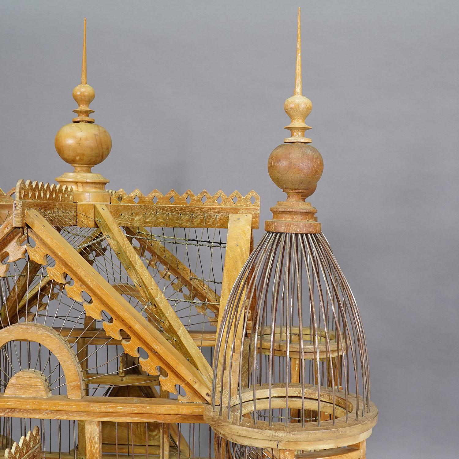 Antique Wooden Bird Cage Handmade in Germany ca. 1920s For Sale 1