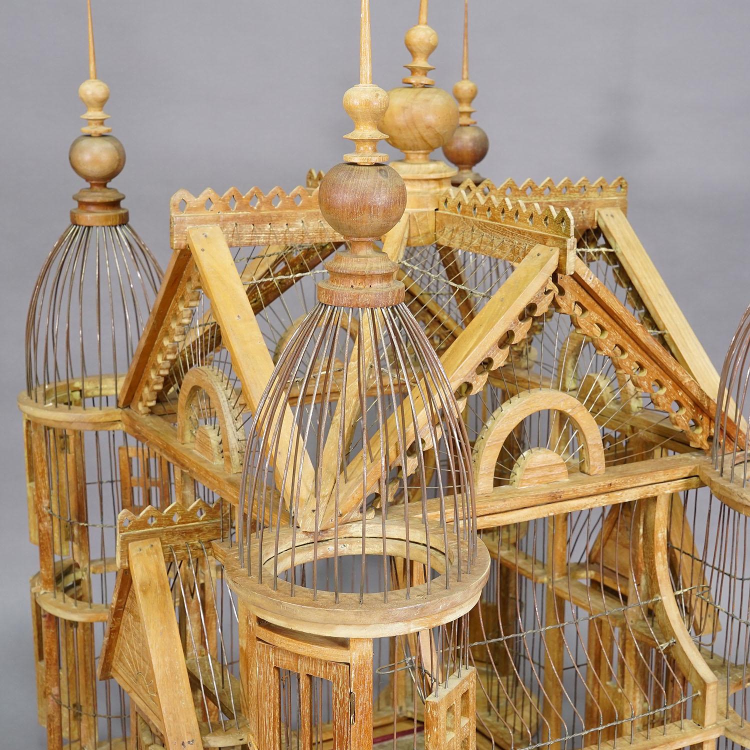 Antique Wooden Bird Cage Handmade in Germany ca. 1920s For Sale 2
