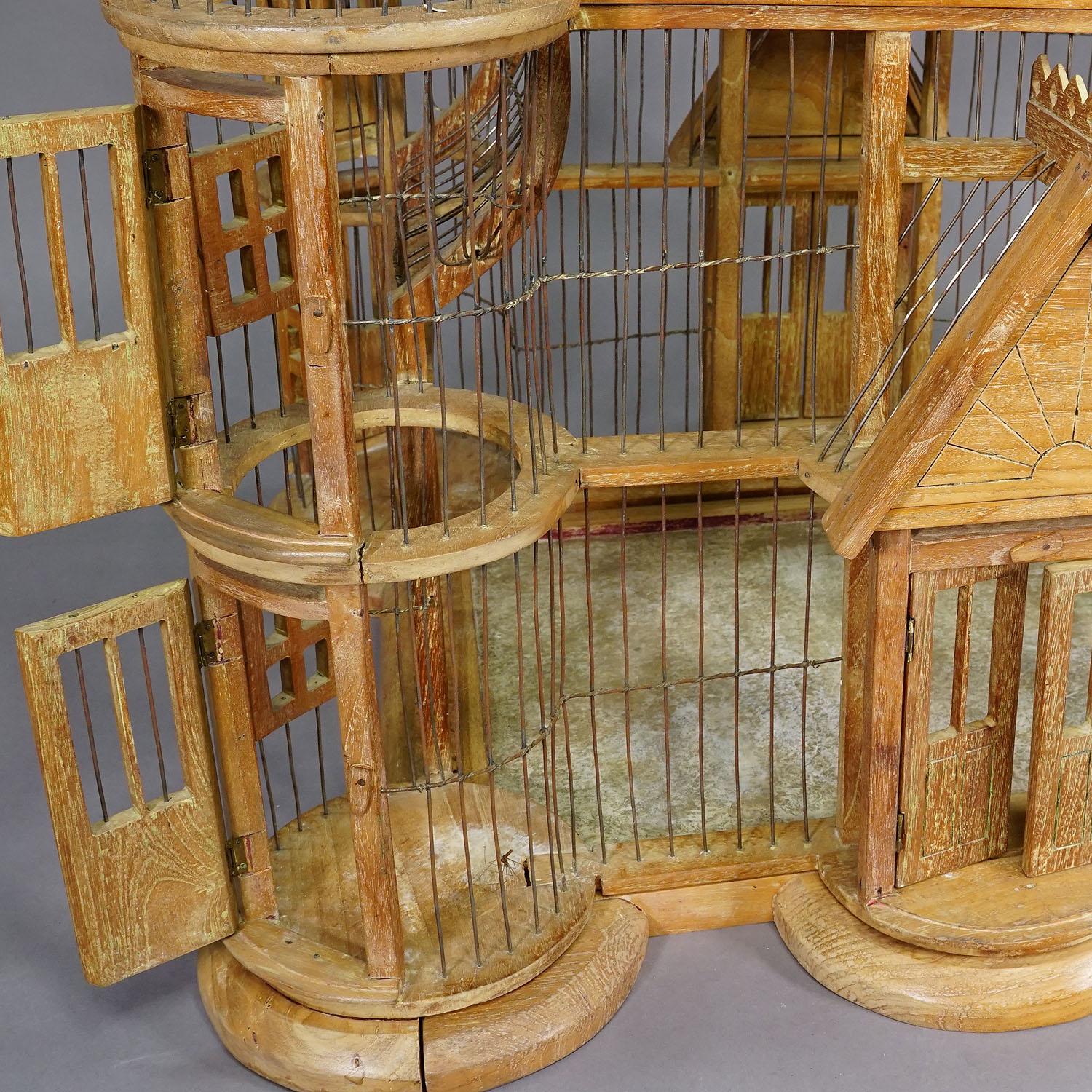 Antique Wooden Bird Cage Handmade in Germany ca. 1920s For Sale 3