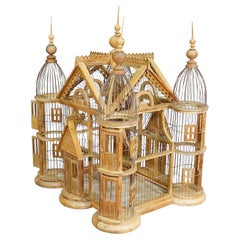 Antique Wooden Bird Cage Handmade in Germany ca. 1920s