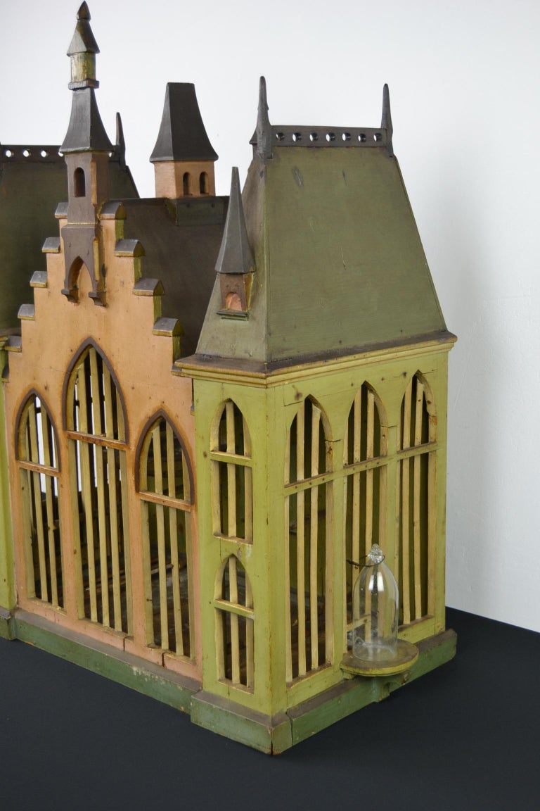 Antique Wooden Birdcage Mansion House or Castle For Sale at 1stDibs