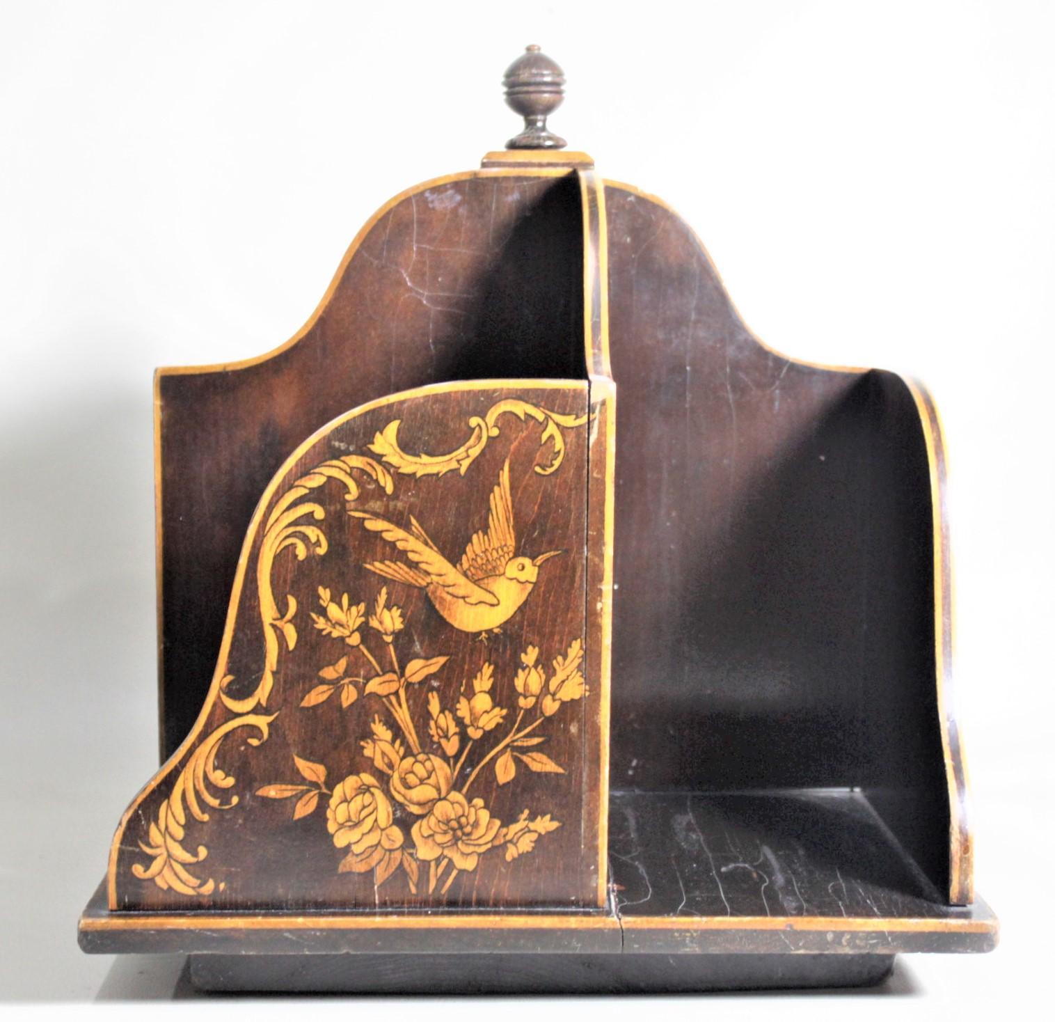 Victorian Antique Wooden Book Mill or Rotating Desk Bookcase with Flower & Bird Decoration