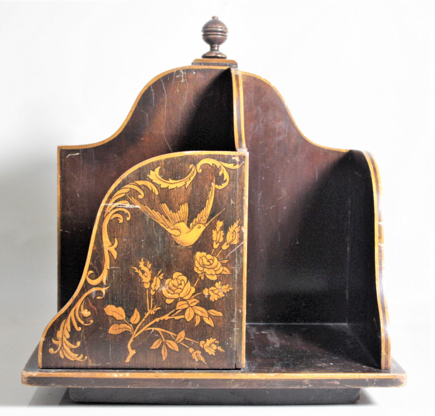 English Antique Wooden Book Mill or Rotating Desk Bookcase with Flower & Bird Decoration