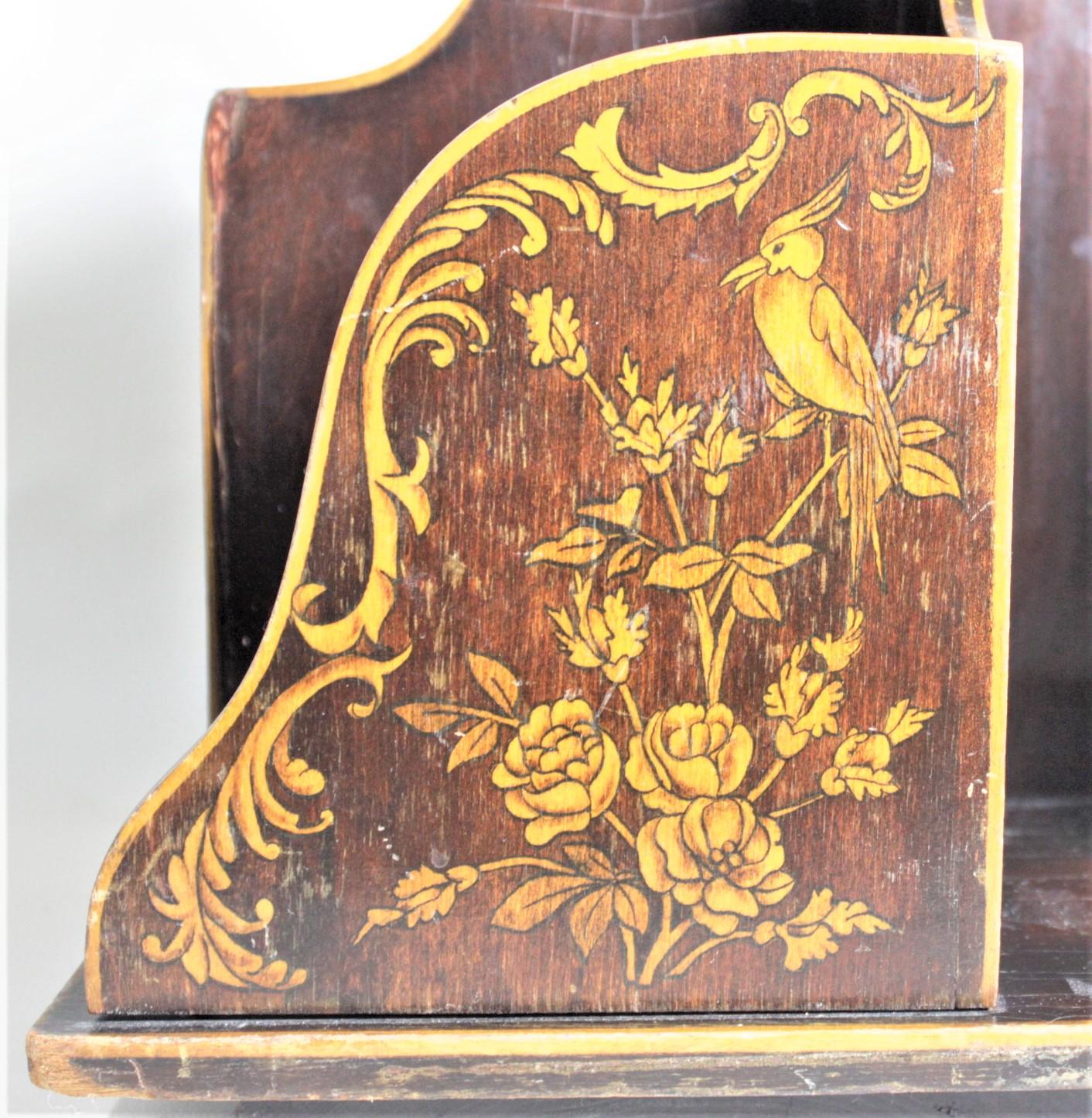 Antique Wooden Book Mill or Rotating Desk Bookcase with Flower & Bird Decoration 1