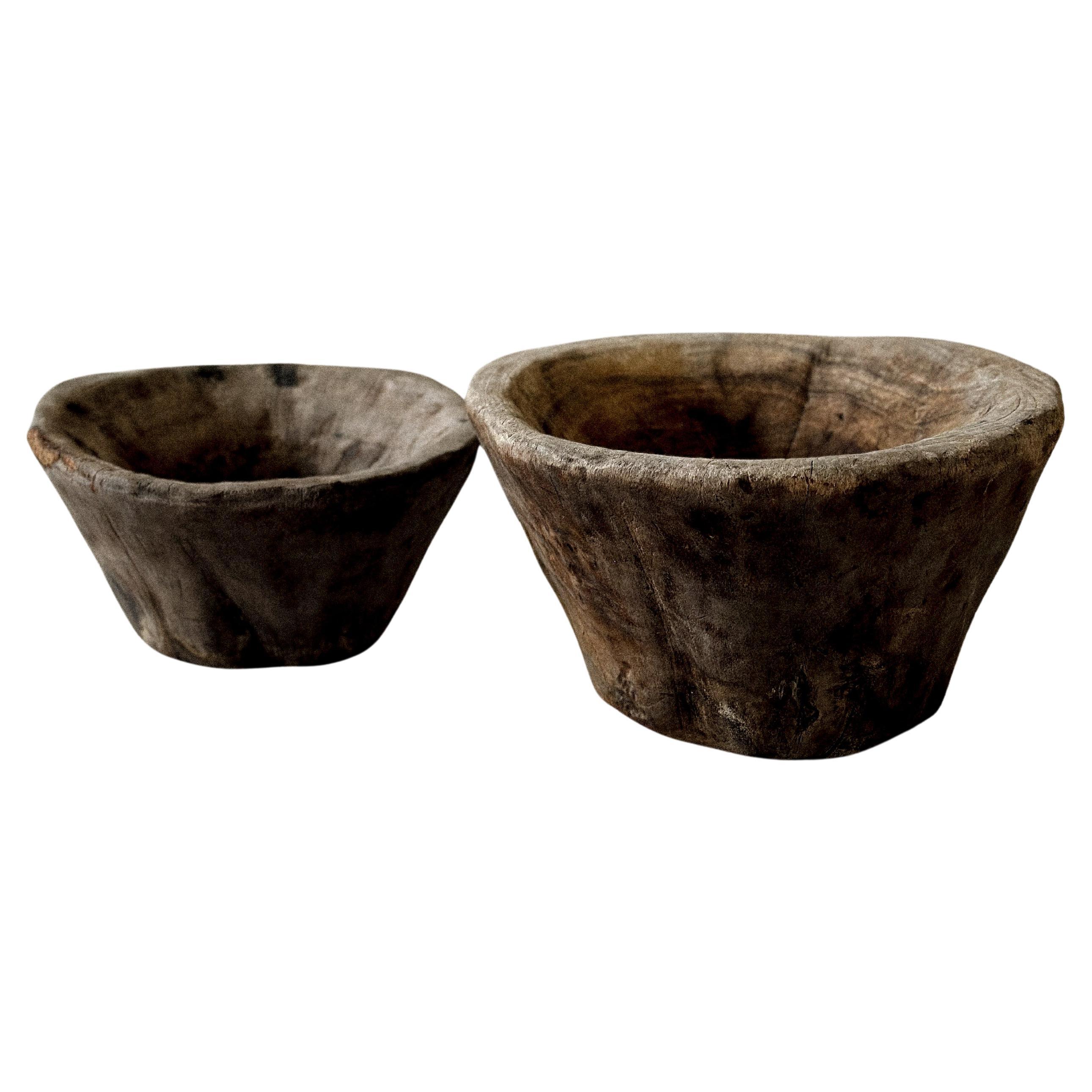 Antique Wooden Bowl, Wabi Sabi Style, Scandinavia 1800s