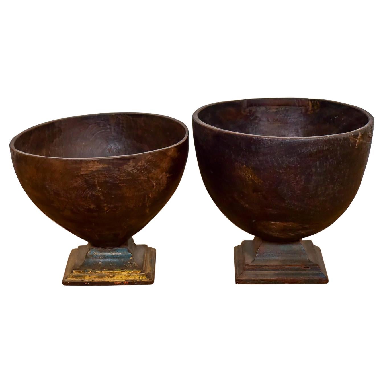 Antique Wooden Bowls, 20th Century For Sale