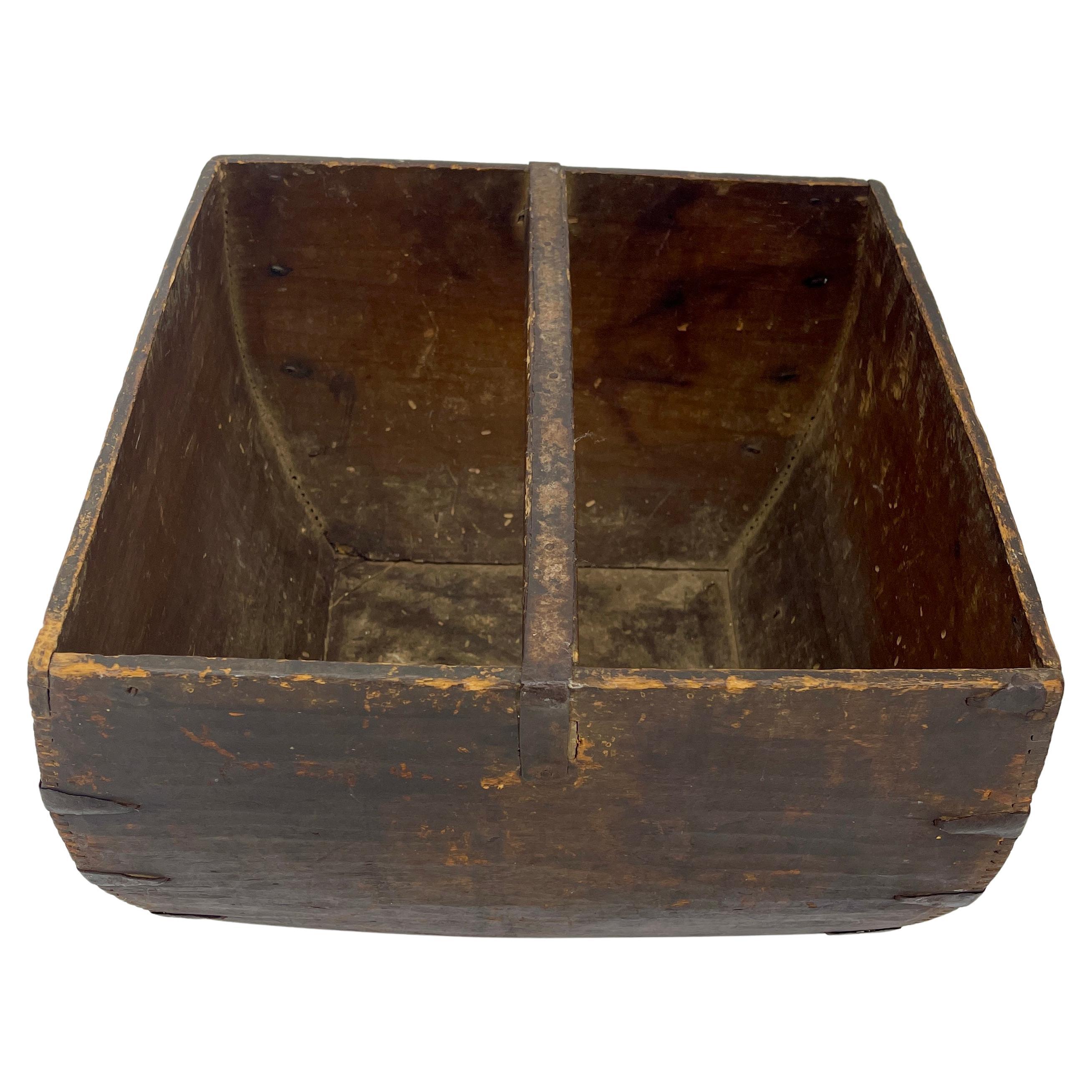 Hand-Crafted Antique Wooden Box or Crate with Handle