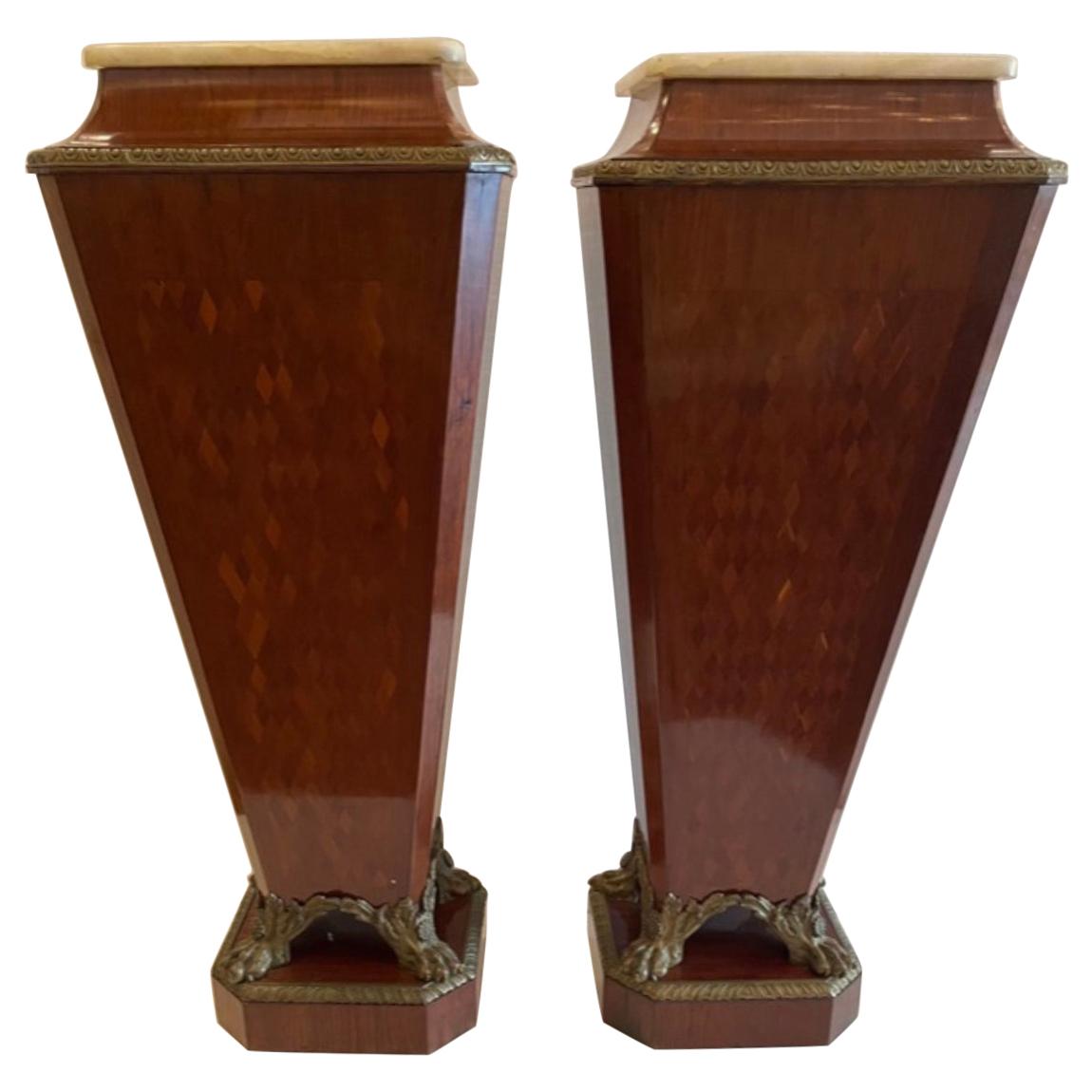 Antique Wooden Bronze Pedestals