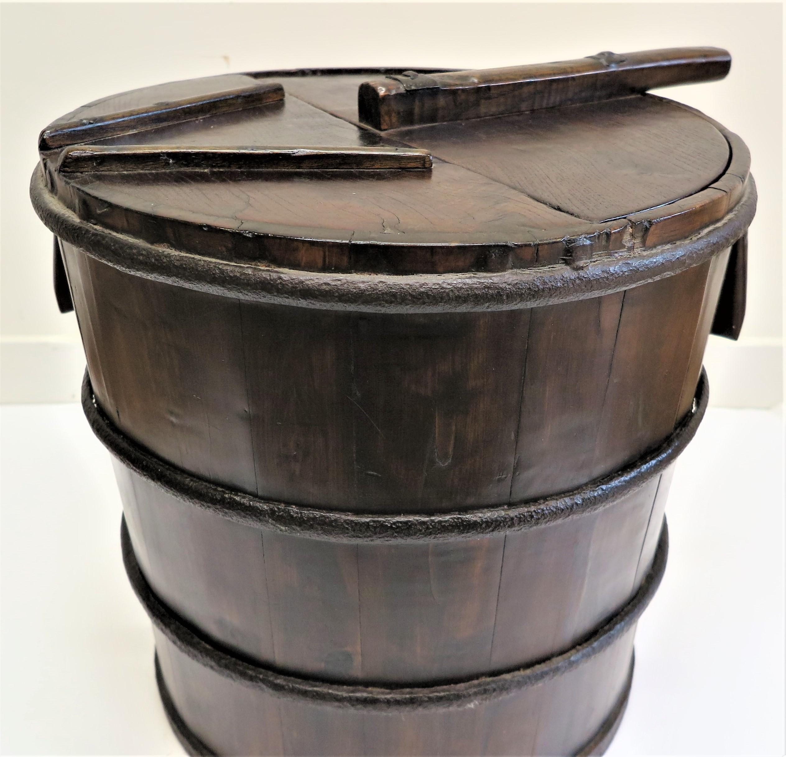 vintage wooden bucket with handle