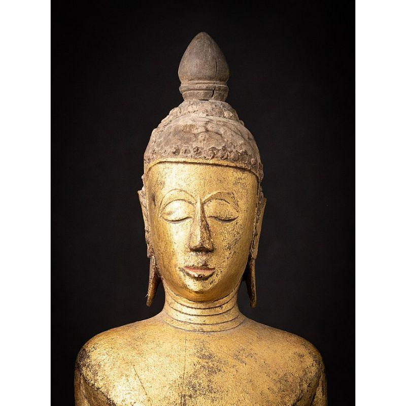 Antique wooden Buddha from Laos from Burma For Sale 4