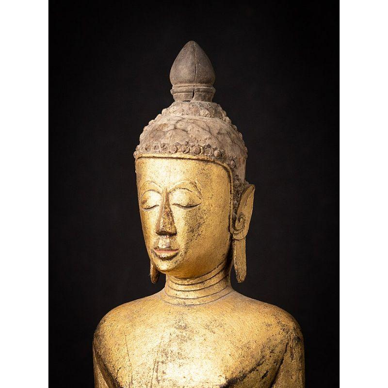 Antique wooden Buddha from Laos from Burma For Sale 6