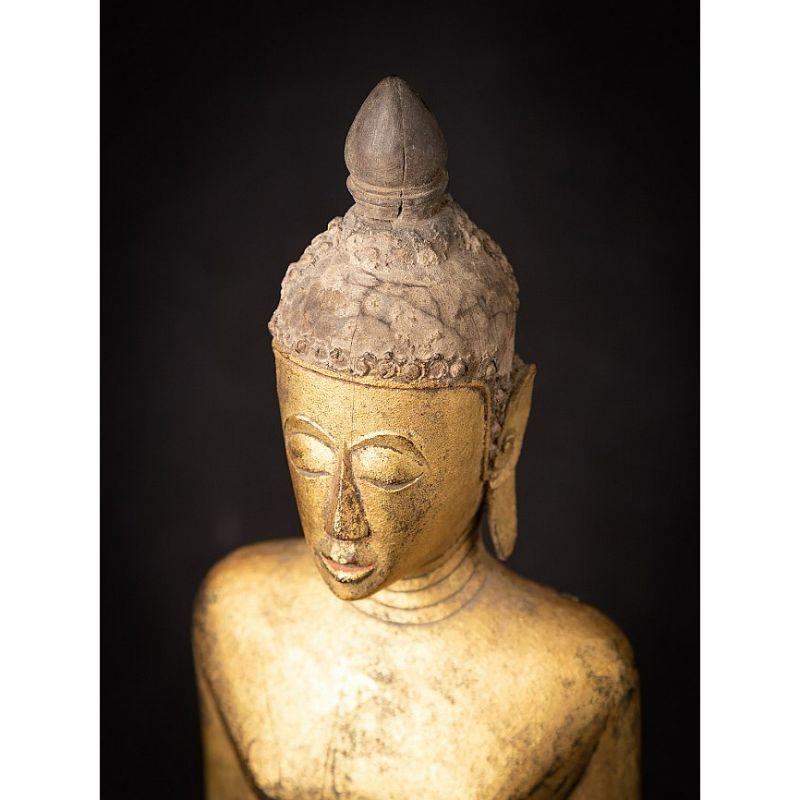 Antique wooden Buddha from Laos from Burma For Sale 8
