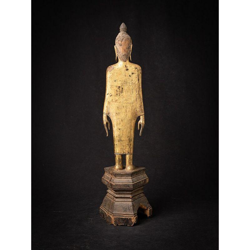 Antique wooden Buddha from Laos from Burma In Good Condition For Sale In DEVENTER, NL