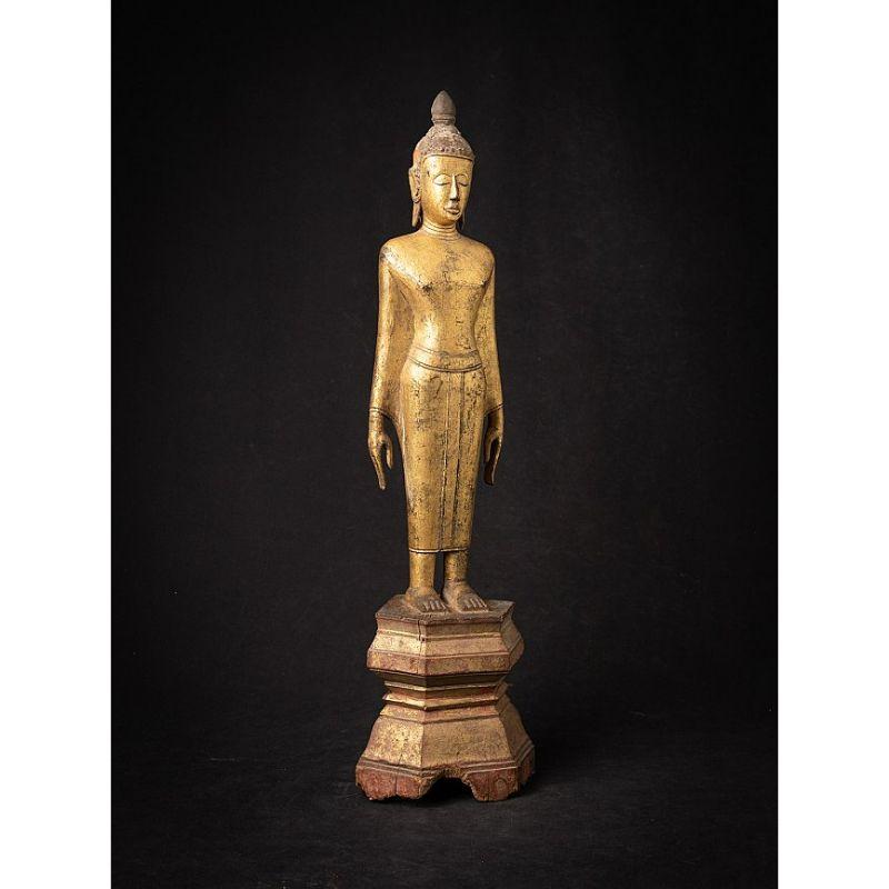 Wood Antique wooden Buddha from Laos from Burma For Sale