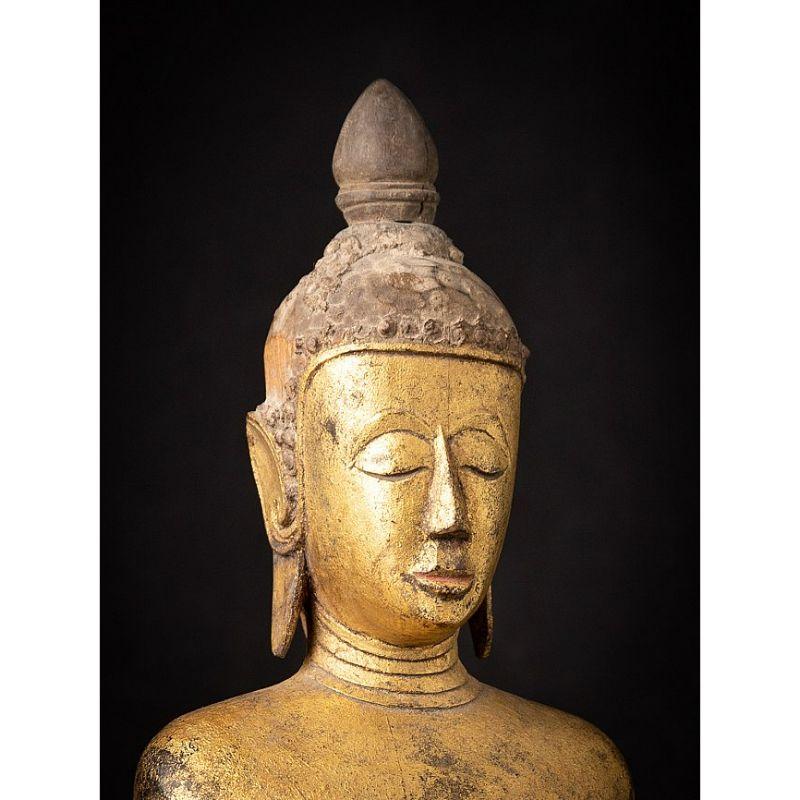 Antique wooden Buddha from Laos from Burma For Sale 2