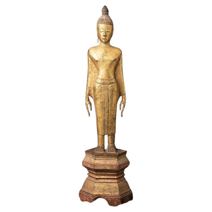 Antique wooden Buddha from Laos from Burma For Sale