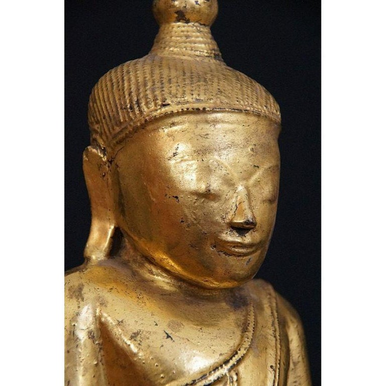 Antique Wooden Buddha Statue from Burma For Sale at 1stDibs