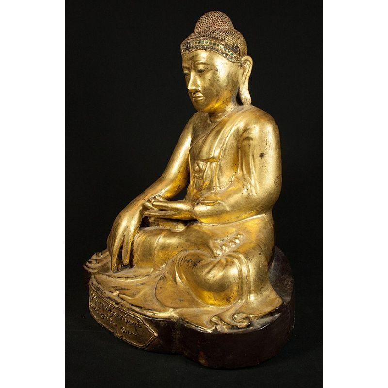 Antique Wooden Buddha Statue from Burma For Sale 7