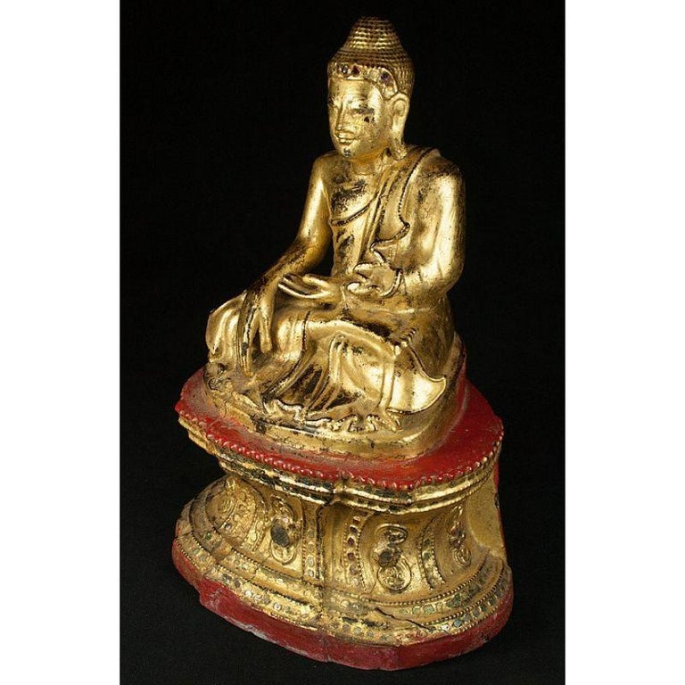 Antique Wooden Buddha Statue from Burma For Sale at 1stDibs