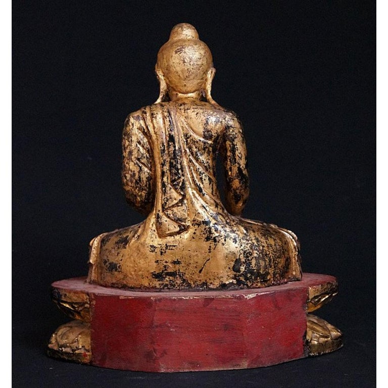 Antique Wooden Buddha Statue from Burma For Sale at 1stDibs