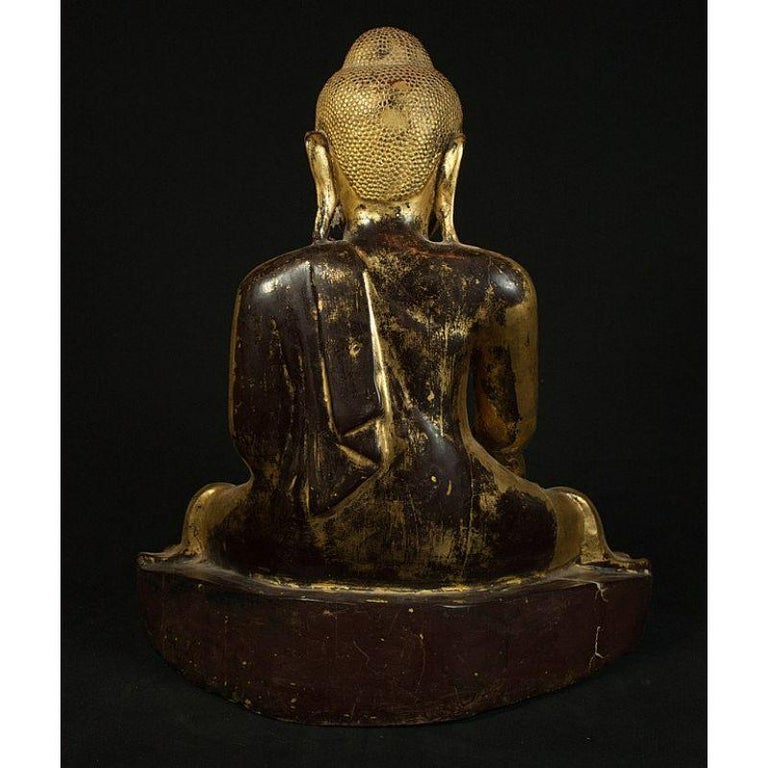 Antique Wooden Buddha Statue from Burma For Sale at 1stDibs