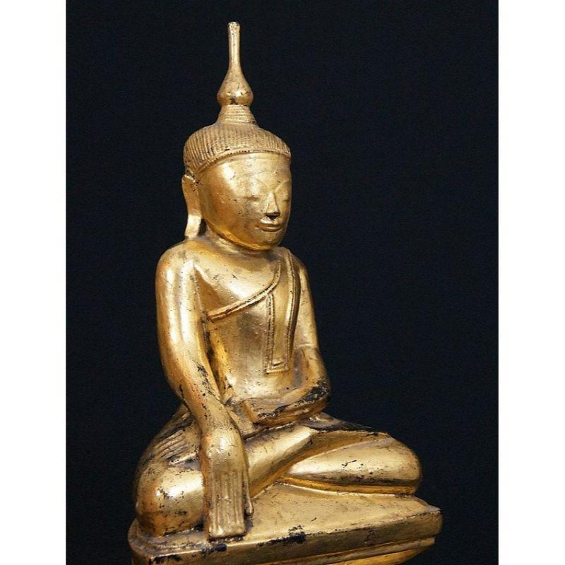 Antique Wooden Buddha Statue from Burma For Sale 2