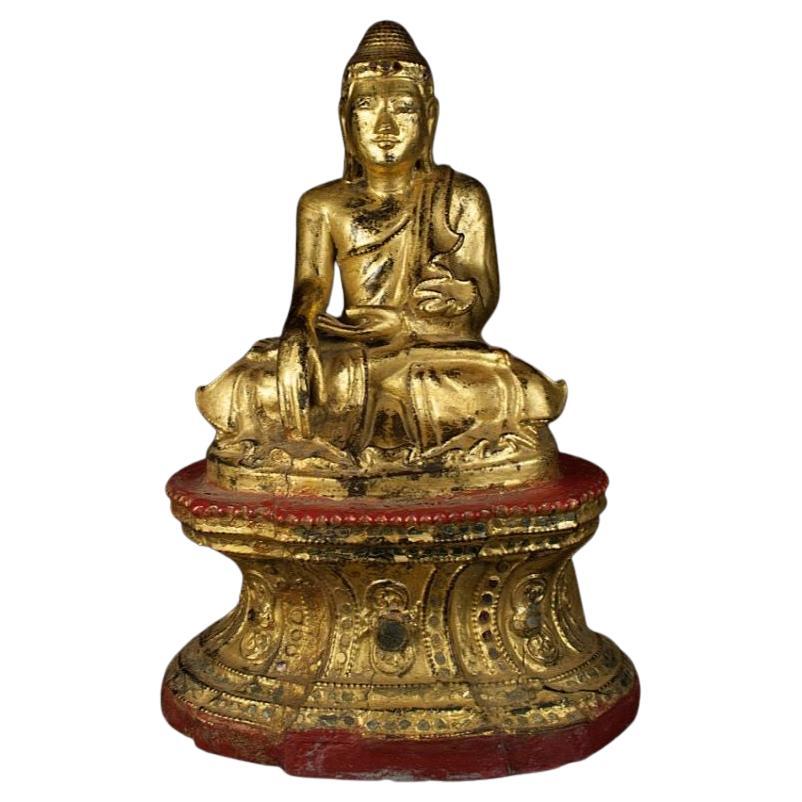 Antike Buddha-Statue aus Holz aus Burma