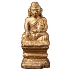 Antike Buddha-Statue aus Holz aus Birma