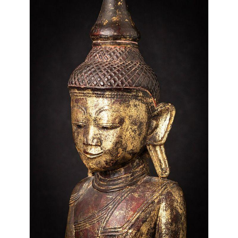 Antique Wooden Buddha Statue from Burma from Burma For Sale 7