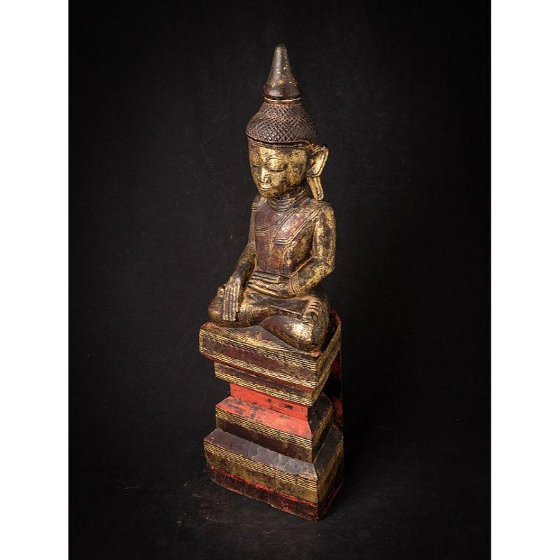 Antique Wooden Buddha Statue from Burma from Burma For Sale 8