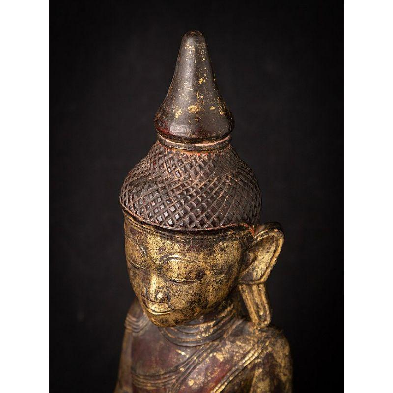 Antique Wooden Buddha Statue from Burma from Burma For Sale 9