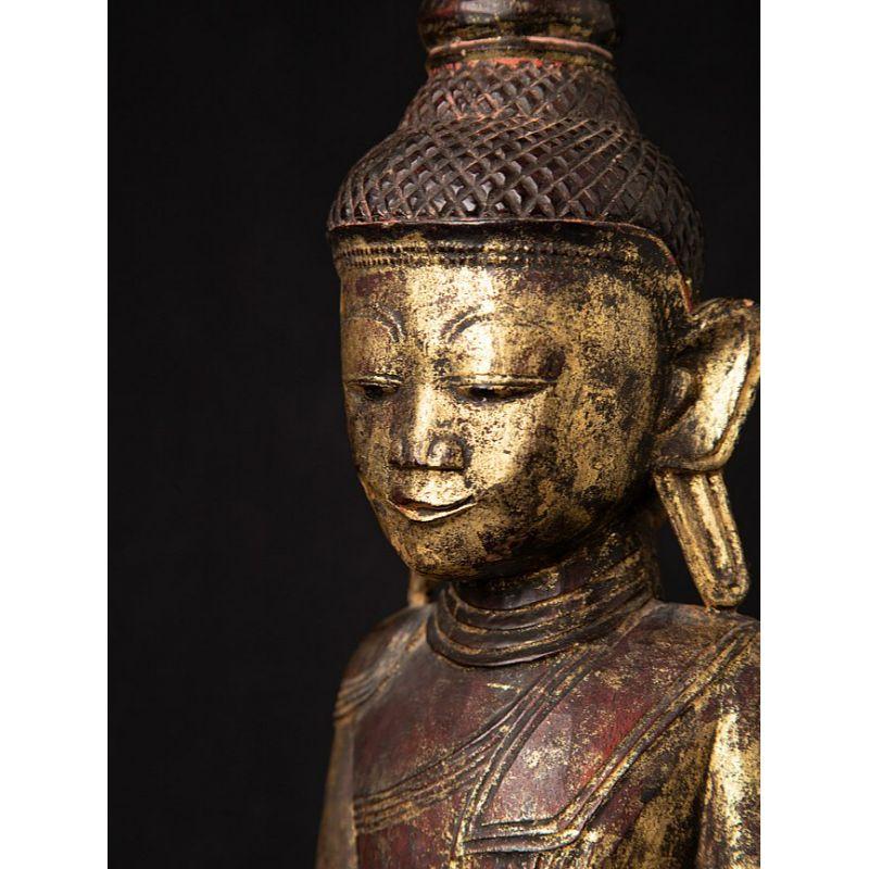 Antique Wooden Buddha Statue from Burma from Burma For Sale 10